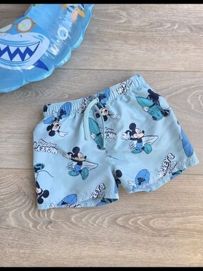 Disney Boys Light Blue Mickey Mouse Surf Swim Trunks